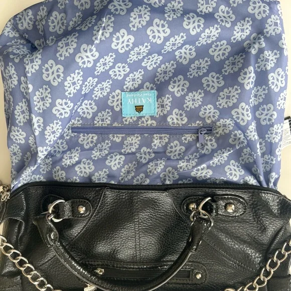 Kathy Van Zealand Y2K Black Studded Gem-Embellished vegan leather Satchel - Picture 12 of 15